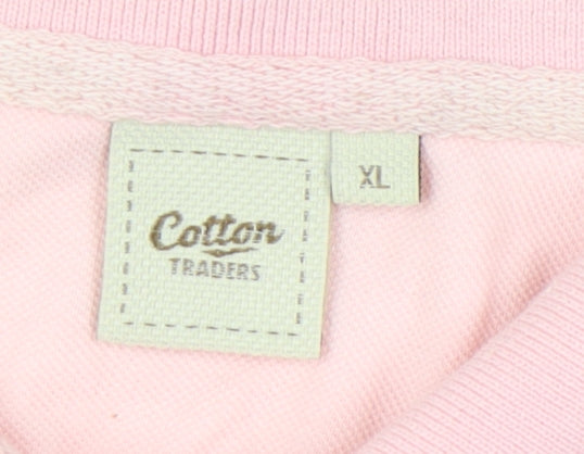 Cotton Traders Men's Pink Striped Polo, XL, Casual Wear