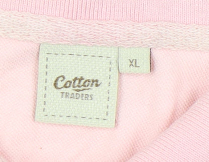 Cotton Traders Men's Pink Striped Polo, XL, Casual Wear