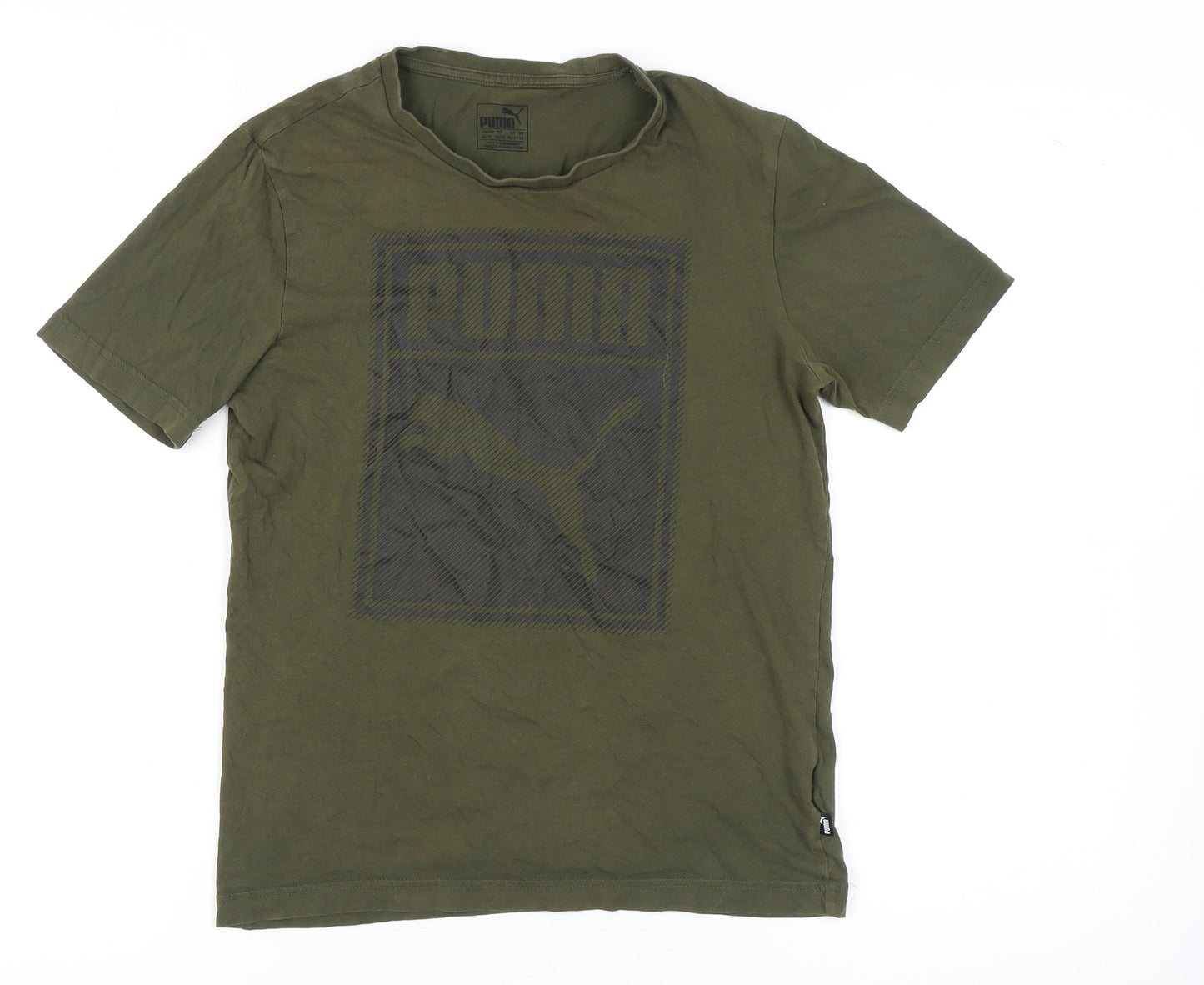 Puma Men's Green T-Shirt S Graphic Print Logo Casual