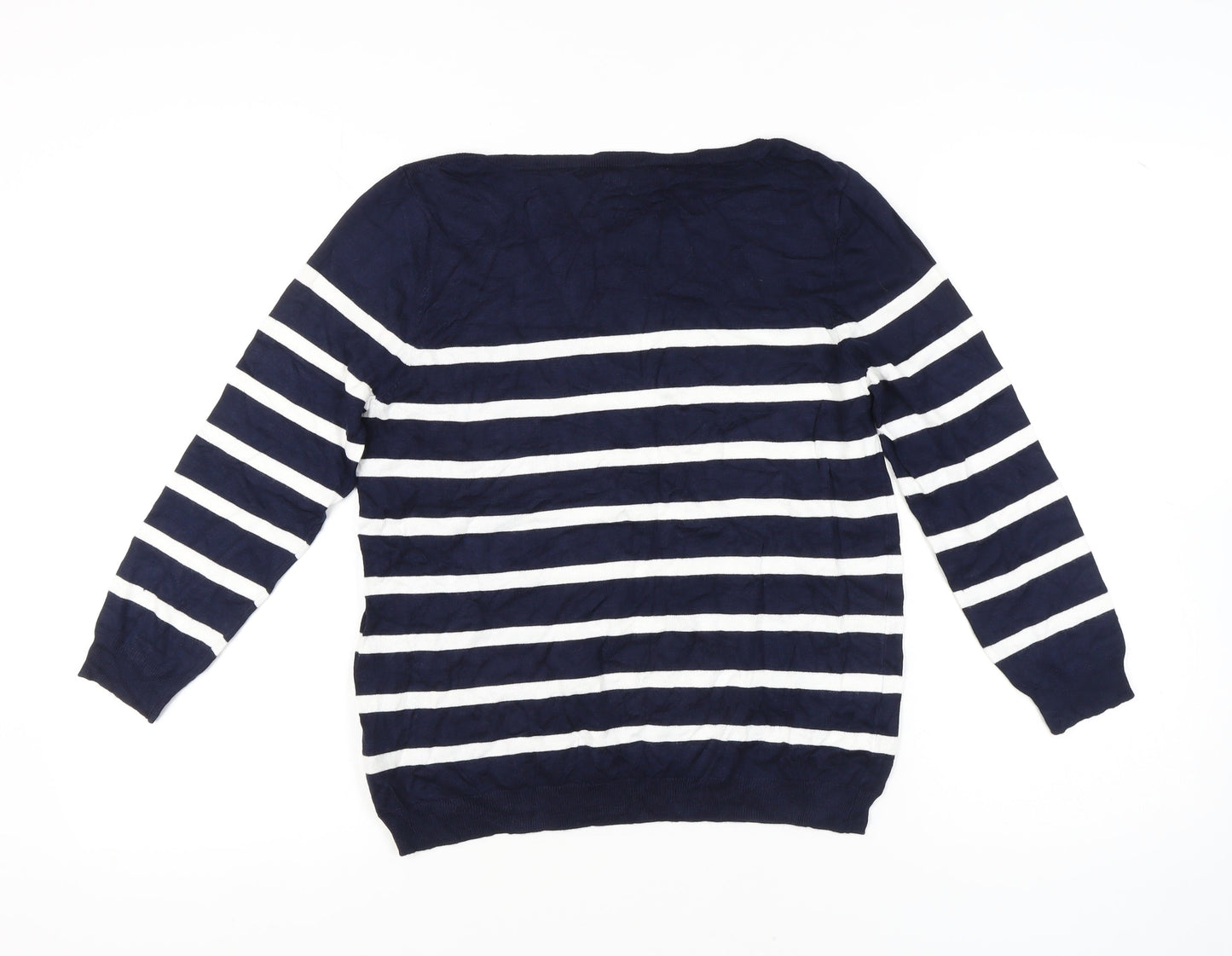 Jasper Conran Women's Blue Striped Pullover Jumper Size 14