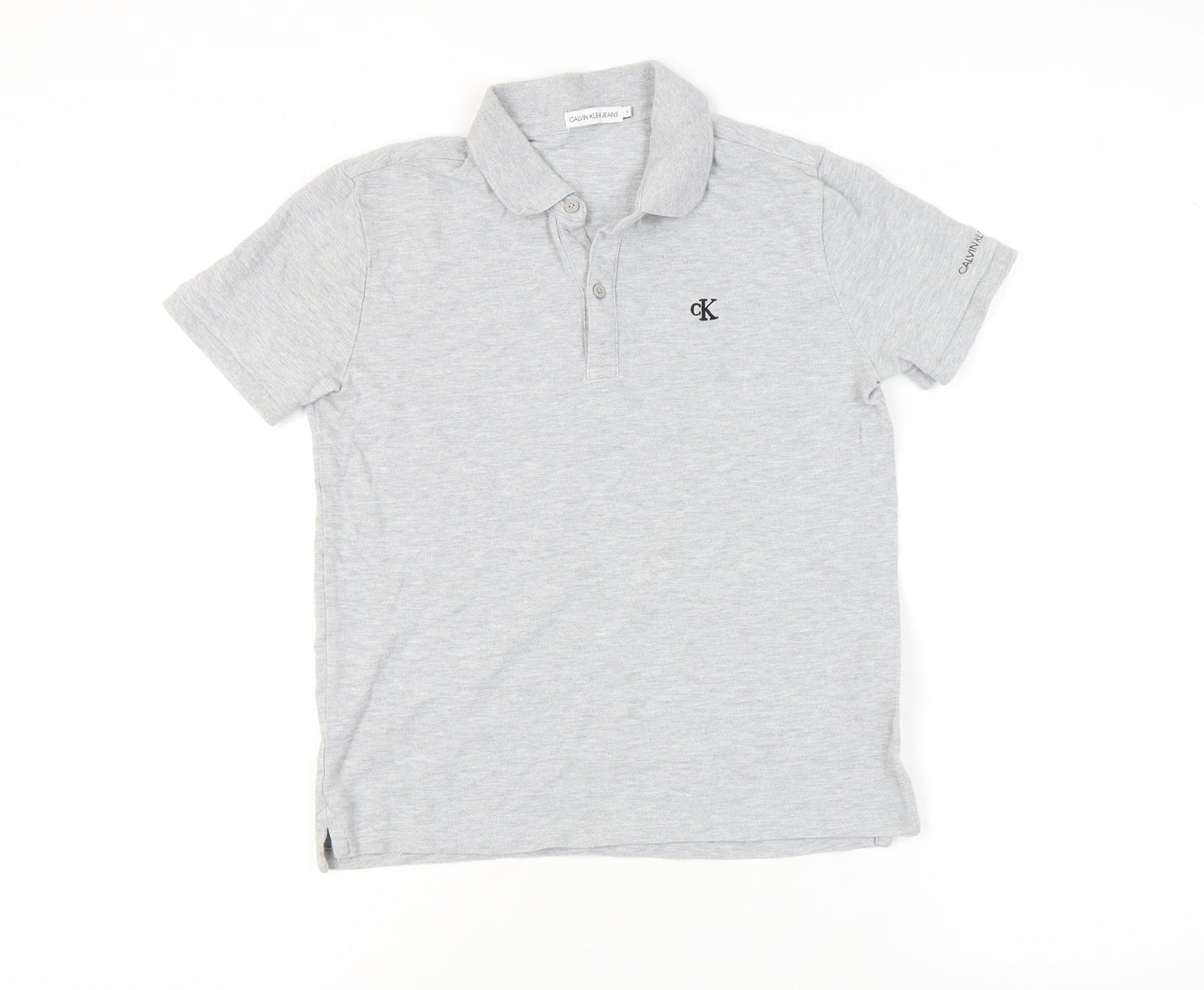 Calvin Klein Boys Grey Polo Shirt, Size 14, Short Sleeve