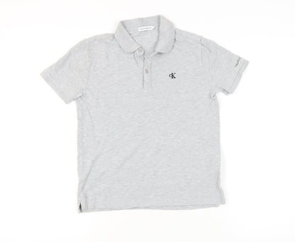 Calvin Klein Boys Grey Polo Shirt, Size 14, Short Sleeve