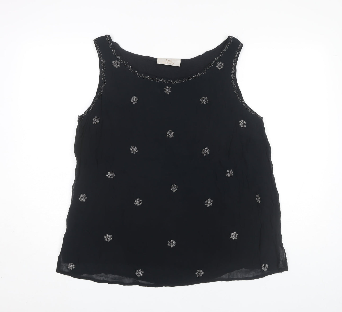 Ann Harvey Women's Black Embroidered Tank Top UK 18