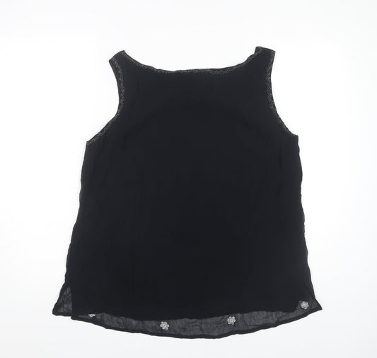 Ann Harvey Women's Black Embroidered Tank Top UK 18