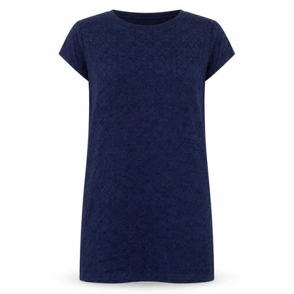 Front view of Land's End Blue Women's Dress L Short Sleeve Knit