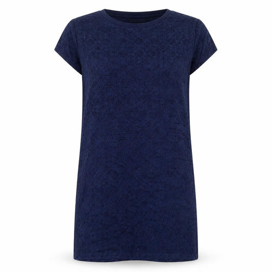 Front view of Land's End Blue Women's Dress L Short Sleeve Knit