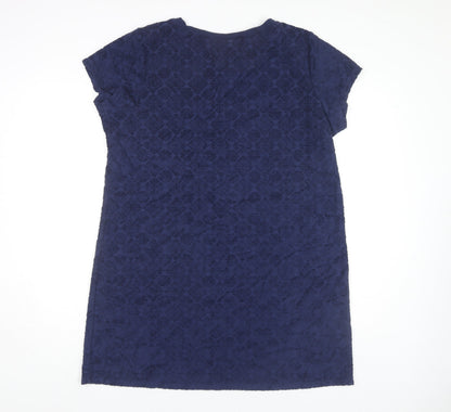 Land's End Blue Women's Dress L Short Sleeve Knit