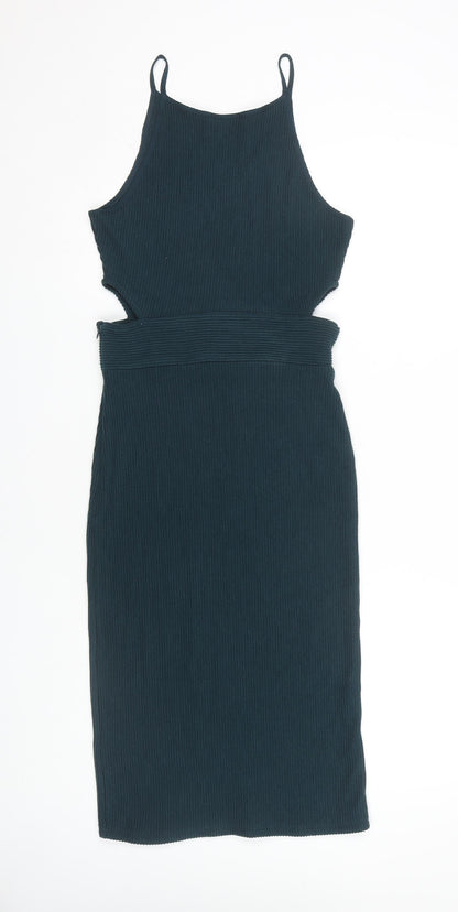 Topshop Women's Green Sleeveless Dress UK 10