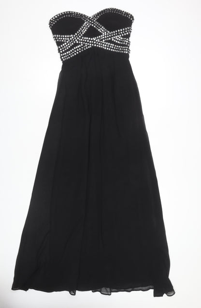 Quiz Women's Black Maxi Strapless Party Dress Size 8