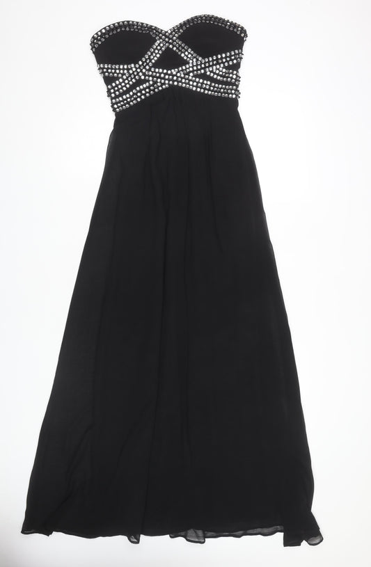 Quiz Women's Black Maxi Strapless Party Dress Size 8