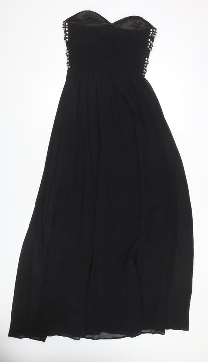 Quiz Women's Black Maxi Strapless Party Dress Size 8