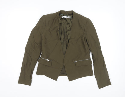 MNG Women's Green Blazer XS Viscose Zipped Pockets