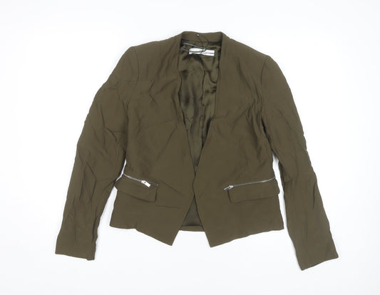 MNG Women's Green Blazer XS Viscose Zipped Pockets