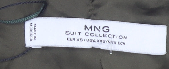 MNG Women's Green Blazer XS Viscose Zipped Pockets