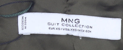 MNG Women's Green Blazer XS Viscose Zipped Pockets