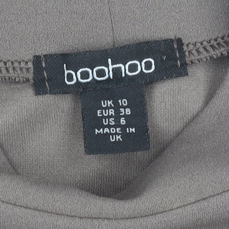 Boohoo Women’s Brown Sheath Dress Size 10, High Neck, Ruched