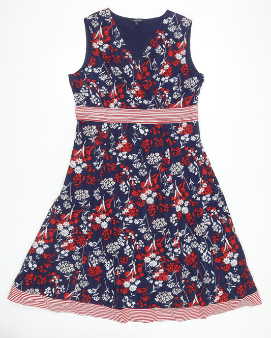 Maine New England Women Blue Floral Fit & Flare Dress 14