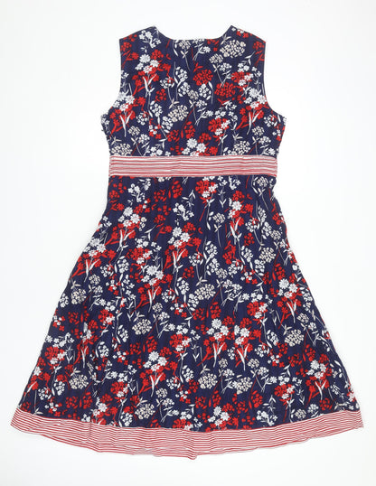 Maine New England Women Blue Floral Fit & Flare Dress 14