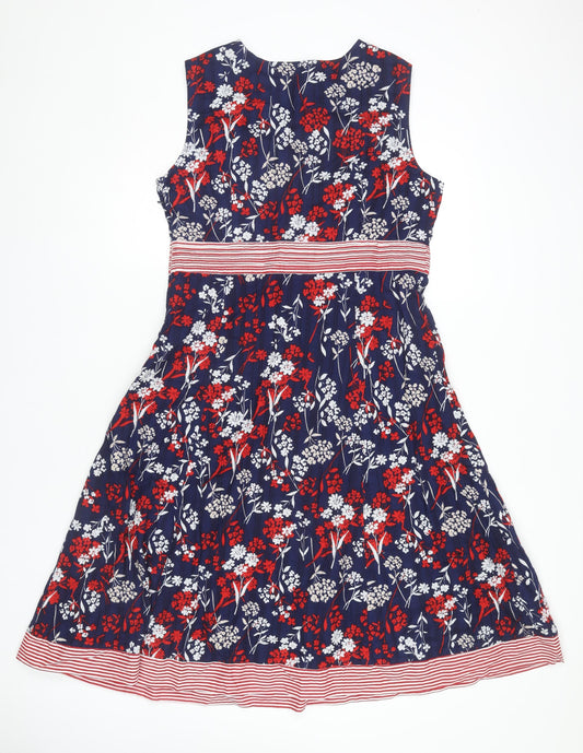 Maine New England Women Blue Floral Fit & Flare Dress 14