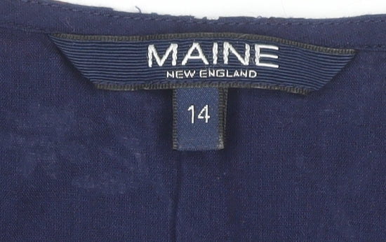 Maine New England Women Blue Floral Fit & Flare Dress 14