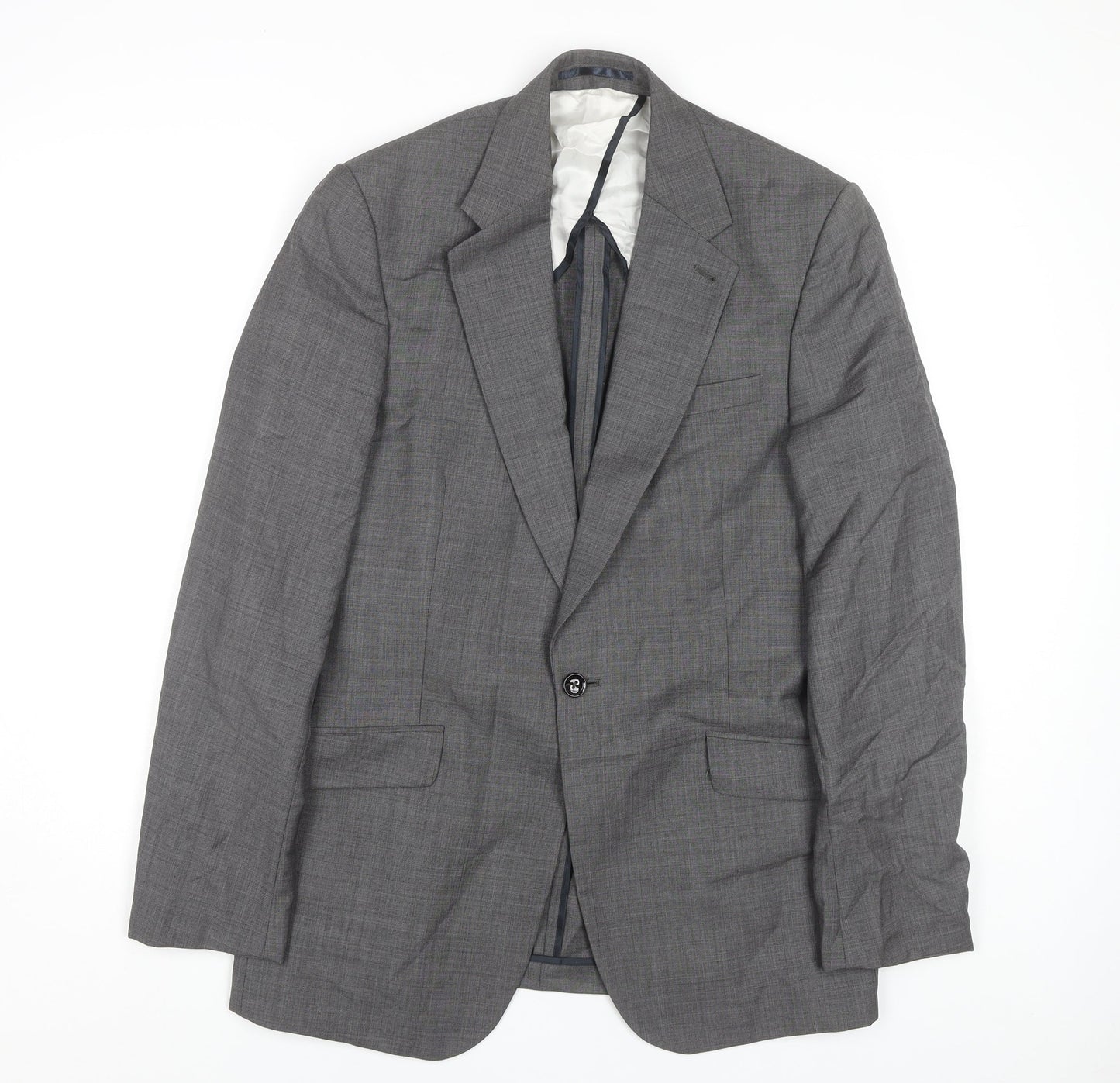 Reiss Men's Grey Check Wool Suit Jacket 38 Chest