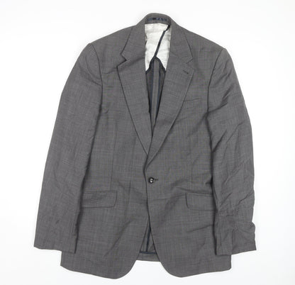 Reiss Men's Grey Check Wool Suit Jacket 38 Chest