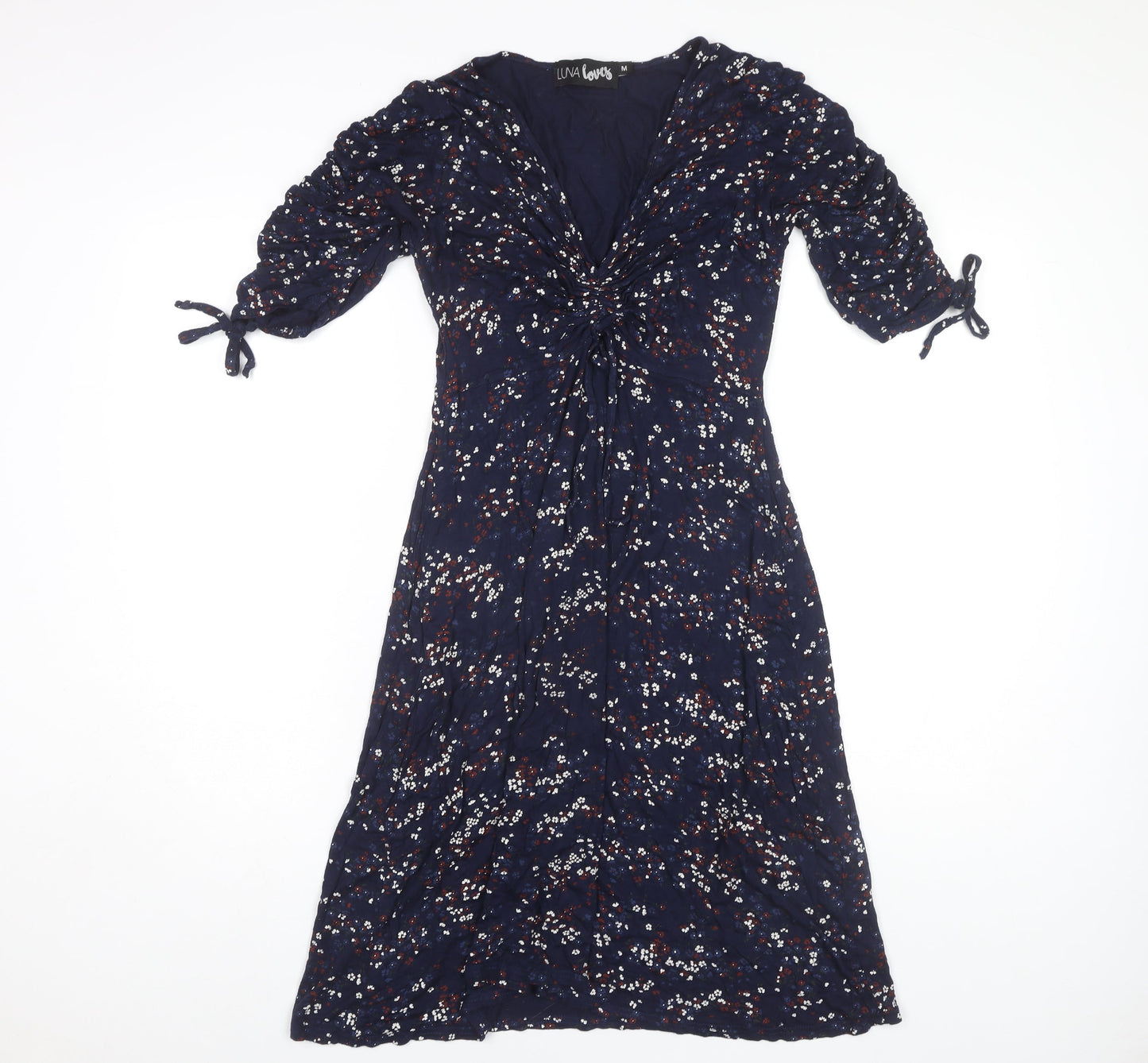 LUNA Loves Women's Blue Floral Midi Wrap Dress M