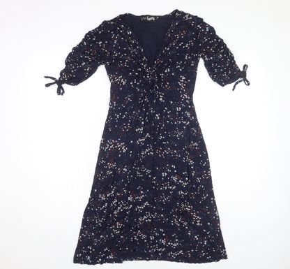 LUNA Loves Women's Blue Floral Midi Wrap Dress M
