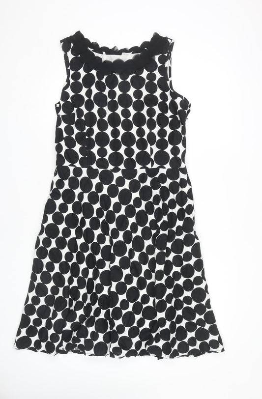 Marks and Spencer Women's Black Polka Dot Dress Size 14