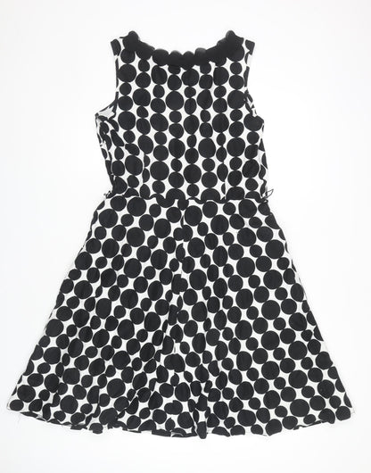 Marks and Spencer Women's Black Polka Dot Dress Size 14
