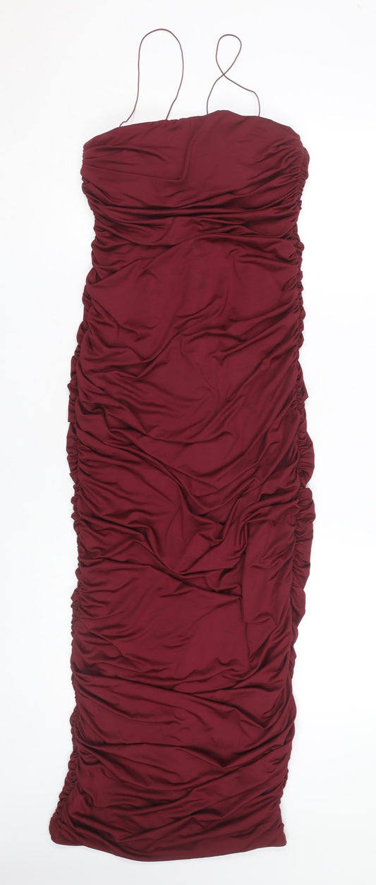 Oh Polly Women's Red Bodycon Party Dress - Size 12