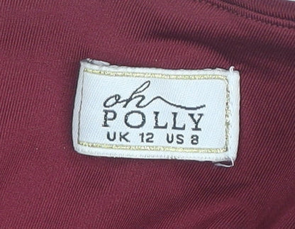 Oh Polly Women's Red Bodycon Party Dress - Size 12