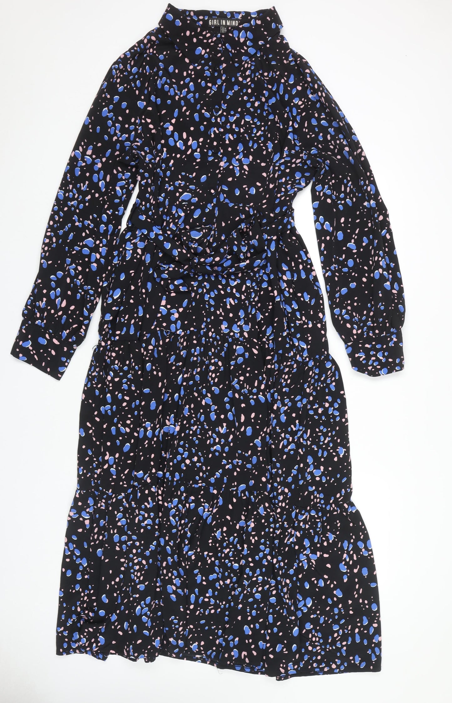 Girl In Mind Women's Black Midi Shirt Dress - UK 16