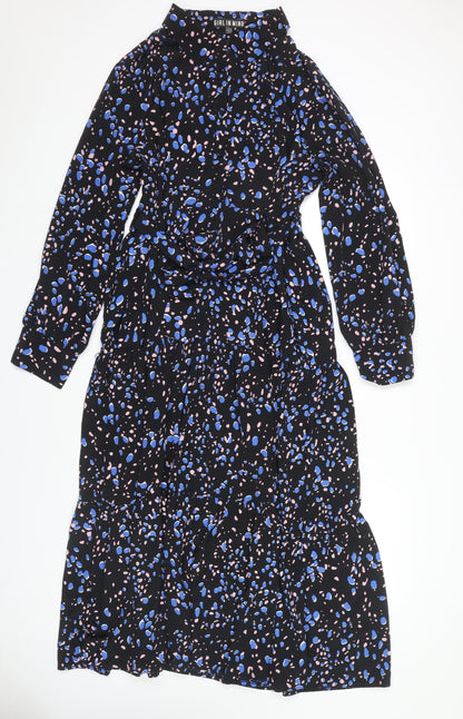 Girl In Mind Women's Black Midi Shirt Dress - UK 16
