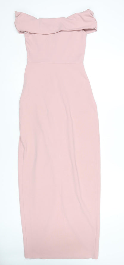 Quiz Women's Pink Off Shoulder Bodycon Midi Dress