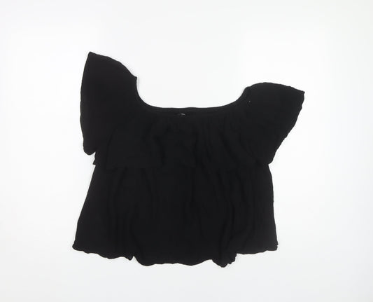 New Look Women's Black Off Shoulder Tunic Blouse Size 14