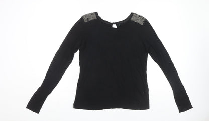 Womens UK Size M Stile Benetton Black Basic T-Shirt