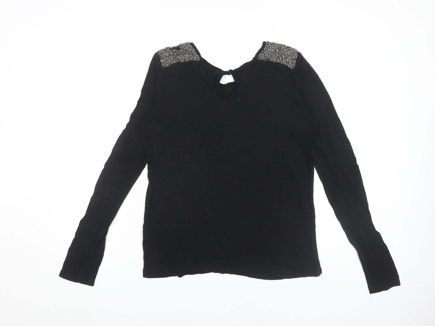 Womens UK Size M Stile Benetton Black Basic T-Shirt