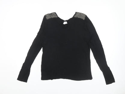 Womens UK Size M Stile Benetton Black Basic T-Shirt