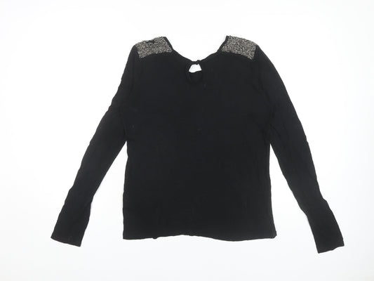 Womens UK Size M Stile Benetton Black Basic T-Shirt