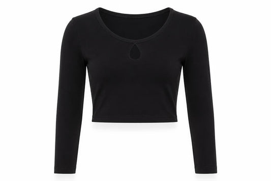 Chico's Travelers Women's Black Cropped Long Sleeve T-Shirt XS/S