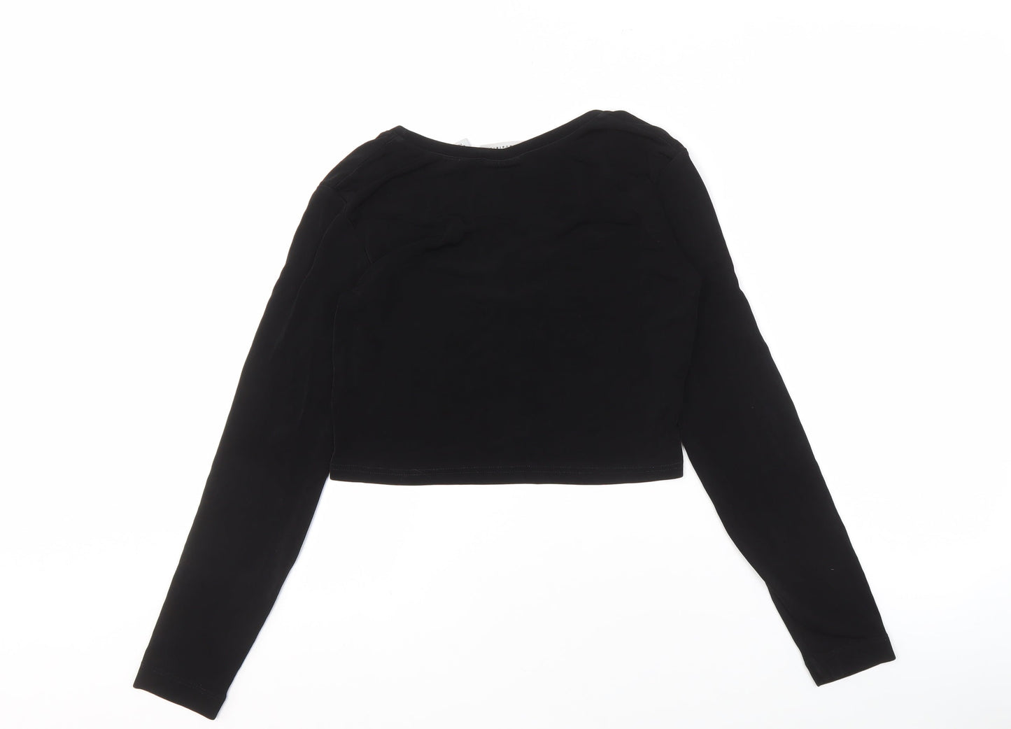 Chico's Travelers Women's Black Cropped Long Sleeve T-Shirt XS/S