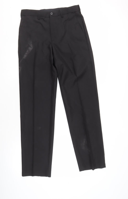 Marks and Spencer Men's Black Trousers, 30W, Regular Fit