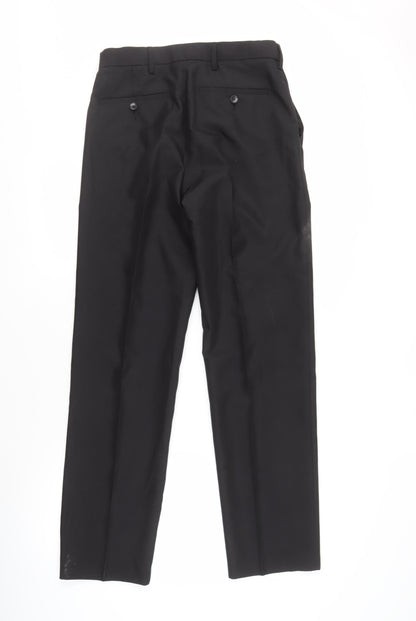 Marks and Spencer Men's Black Trousers, 30W, Regular Fit