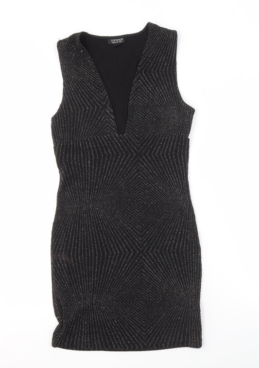 Topshop Women's Black Bodycon Dress Size 10