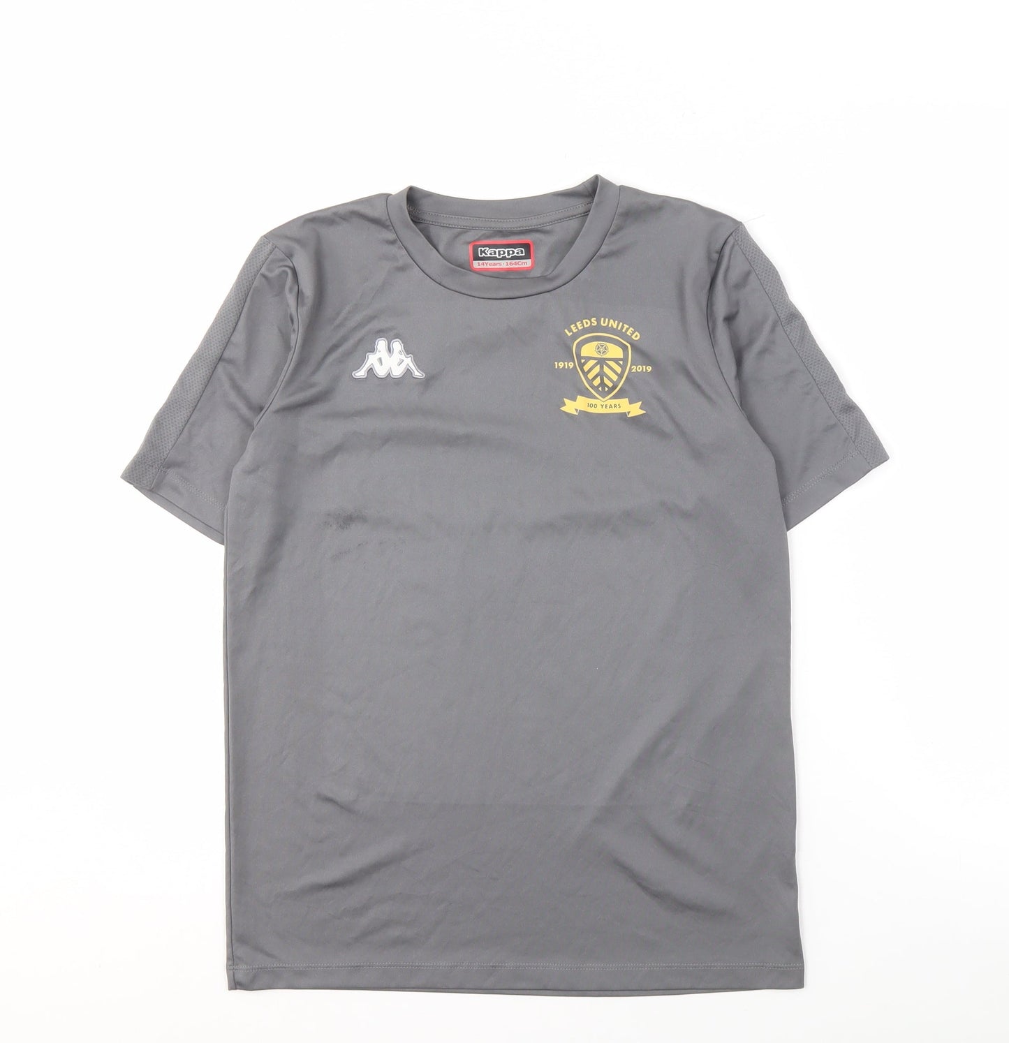 Kappa Boys Grey Football T-Shirt 14 Years Leeds United Logo