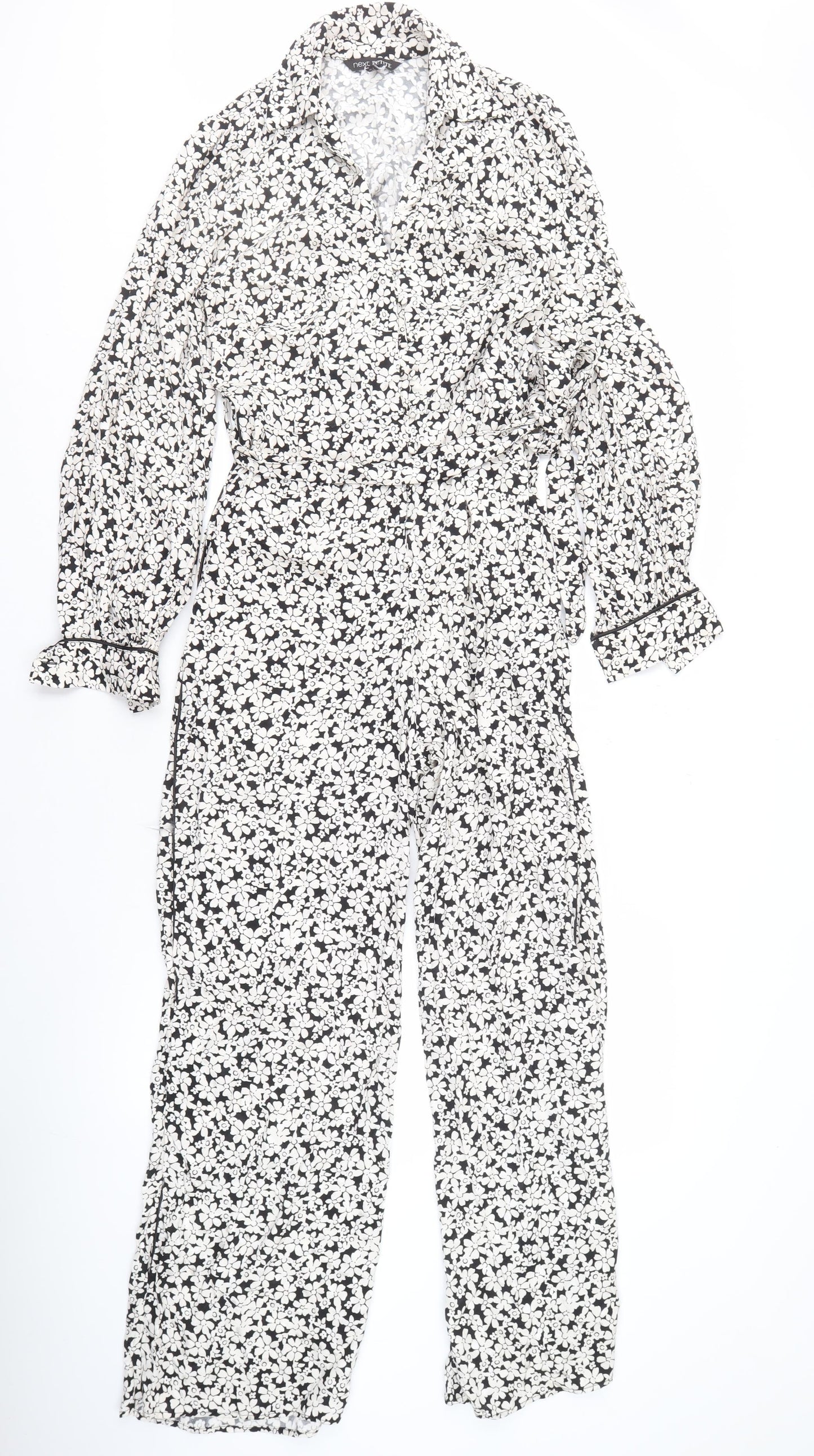 Next Women's Petite Black Floral Jumpsuit Size 10