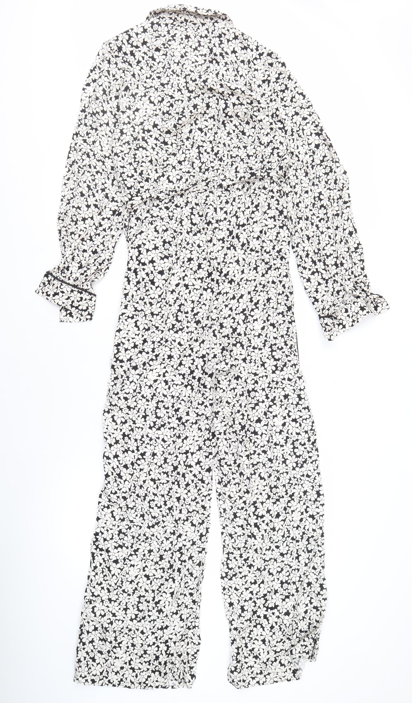 Next Women's Petite Black Floral Jumpsuit Size 10