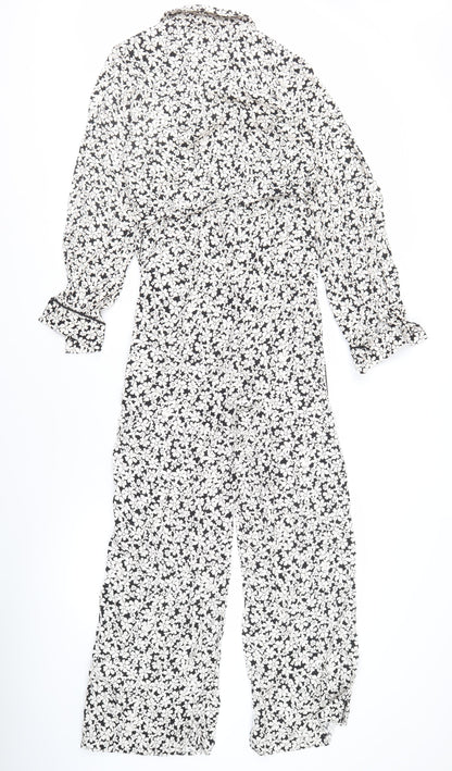 Next Women's Petite Black Floral Jumpsuit Size 10