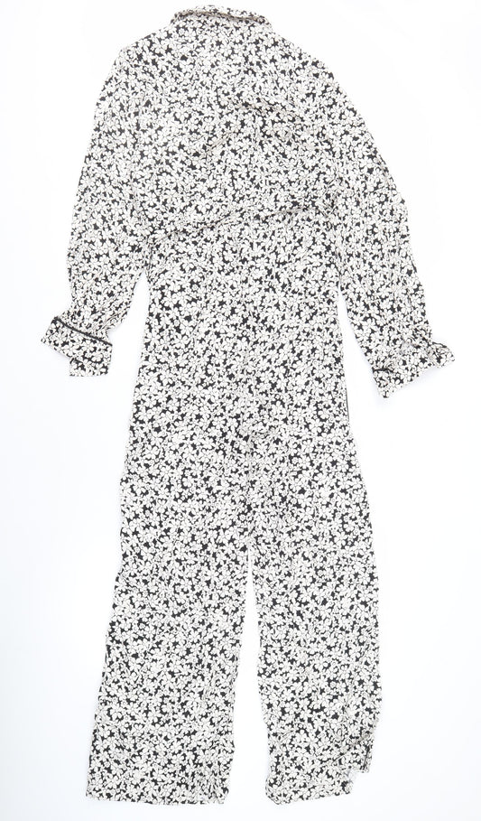 Next Women's Petite Black Floral Jumpsuit Size 10